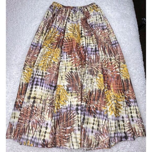 Rachael Zoe Full Maxi Skirt Tropical Palm Leaves NEW DEFECT - Picture 2 of 10